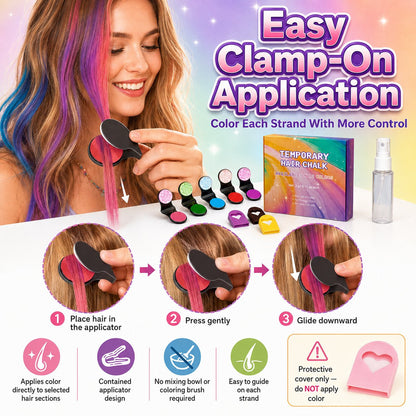 ⏳🔥LIMITED-TIME 50% OFF! ⏰🌈 12-Color Temporary Hair Chalk Applicator Set