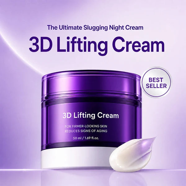 3D Lifting Cream jar on purple background