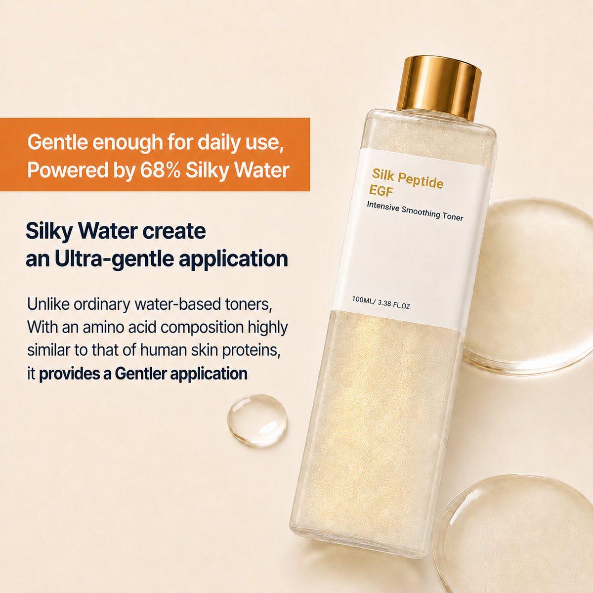 Silky water texture of Peptide Firming Toner