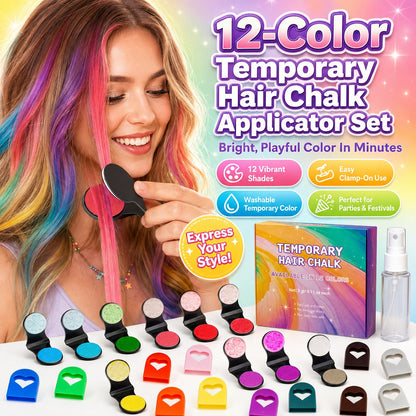 ⏳🔥LIMITED-TIME 50% OFF! ⏰🌈 12-Color Temporary Hair Chalk Applicator Set