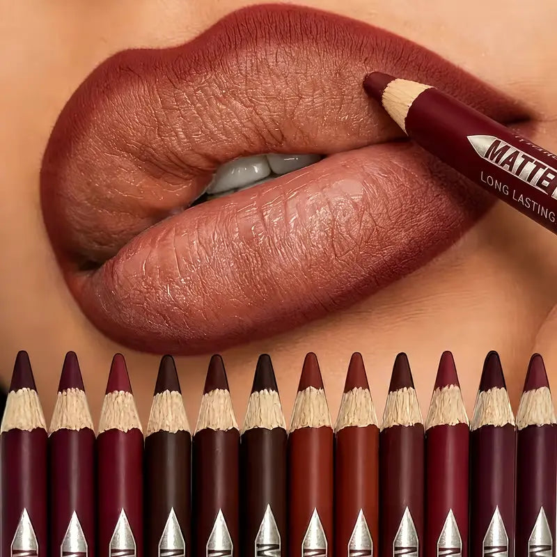 12 piece matte lip liner pencil set