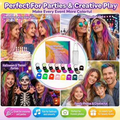 ⏳🔥LIMITED-TIME 50% OFF! ⏰🌈 12-Color Temporary Hair Chalk Applicator Set